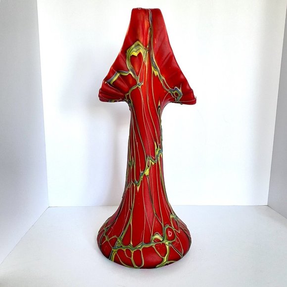 Baijab Glass Azerbaijan Russian Jack In The Pulpit Hand Blown Vase 17" Tall - Picture 11 of 12